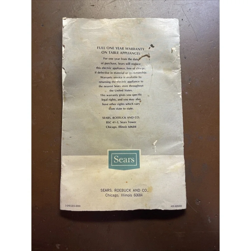 Sears Hostess Center instructions and tested recipes booklet - vintage‎ 1960s